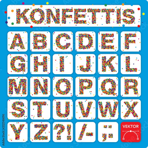 Obraz Alphabet - Font, Konfettis