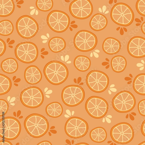 Fototapeta Vector Orange Slices Seamless Pattern