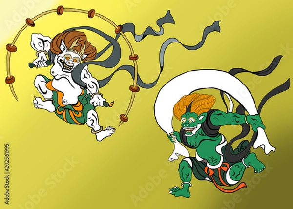 Obraz 版権切れ有名絵画の模写「風神雷神図」