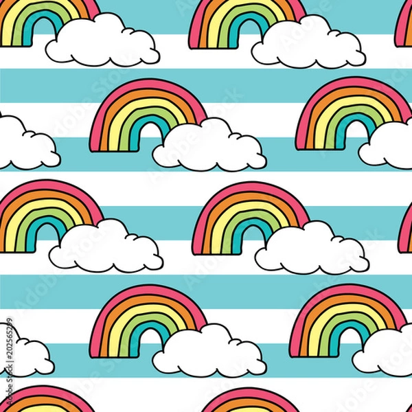 Fototapeta Seamless background pattern with abstract paper rainbows. Vector illustration.
