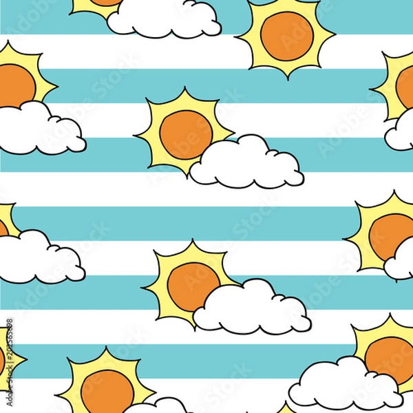 Fototapeta Vector Sun and Stripes Seamless Background Pattern