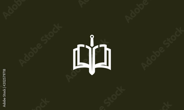 Obraz books, swords, education, emblem symbol icon vector logo