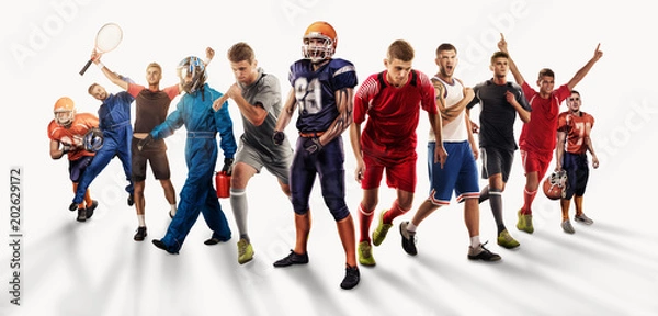 Fototapeta players of different sports in the basketball stadium 3D rendering