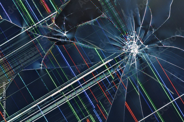 Obraz Cracked broken display  background