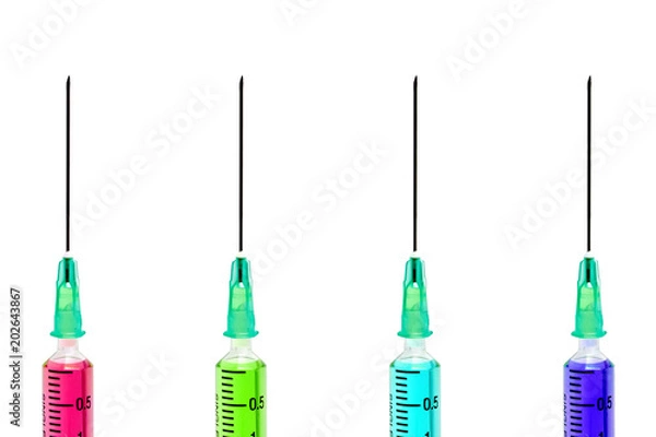 Obraz Injection needle with colourful liquid solution