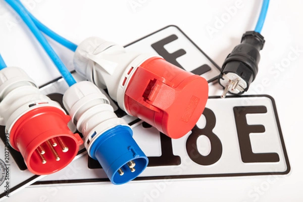 Obraz Elektroauto Ladestecker und Adapter