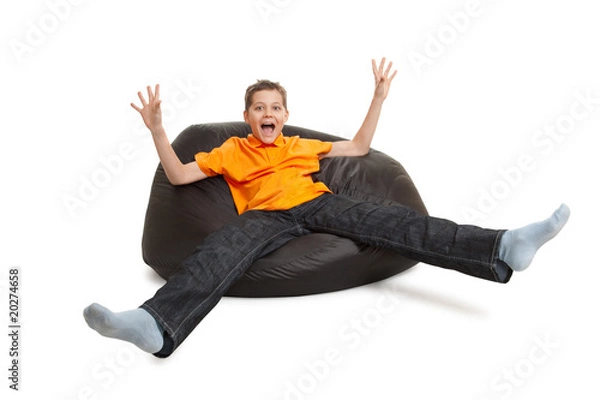 Obraz young man on bean bag