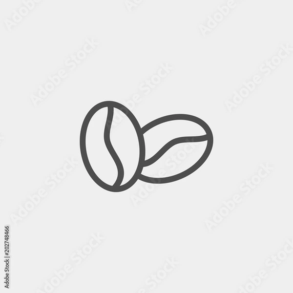 Fototapeta Coffee beans flat vector icon