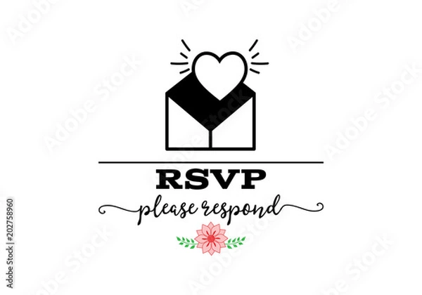 Fototapeta RSVP badge, lettering invitation. For the organization of wedding events.
