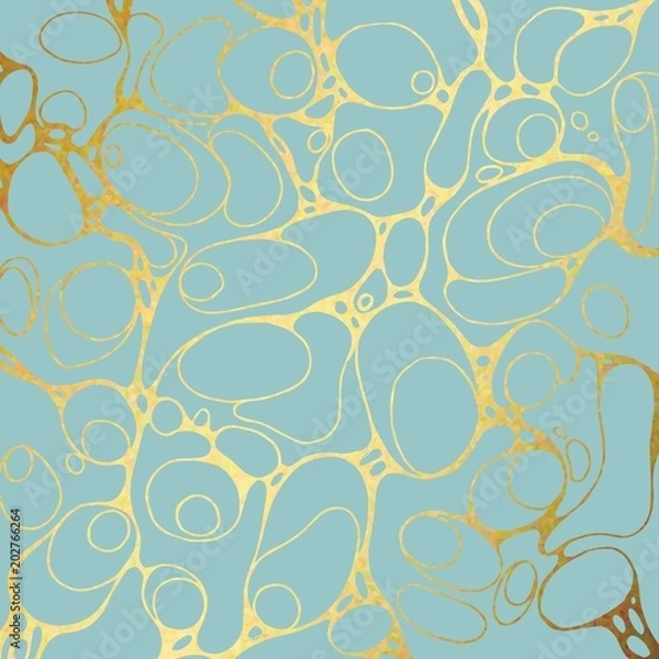 Fototapeta Turquoise marble with gold. Vector decorative background for design