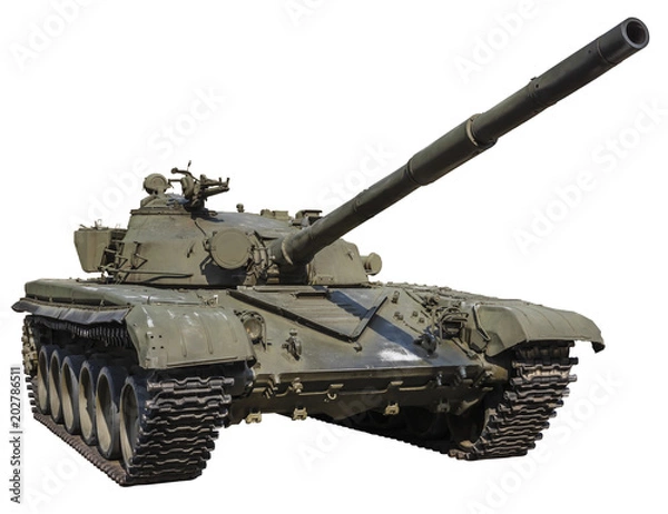 Fototapeta Russian t-72 tank isolated on white background