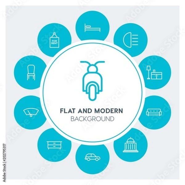 Fototapeta transports, buildings, furniture Infographic Circle outline Icons Set. Contains such Icons as  business,  website,  elements,  background,  pattern,  banner and more. Fully Editable. Pixel Perfect