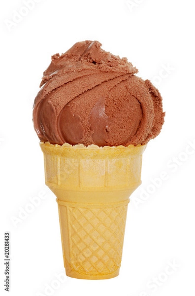 Fototapeta Isolated Chocolate Ice Cream In Cone on white background