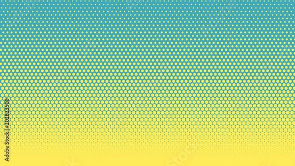 Fototapeta Halftone gradient pattern vertical vector illustration. Yellow blue dotted, blue halftone texture. Pop Art blue yellow halftone, comics Background. Background of Art. AI10