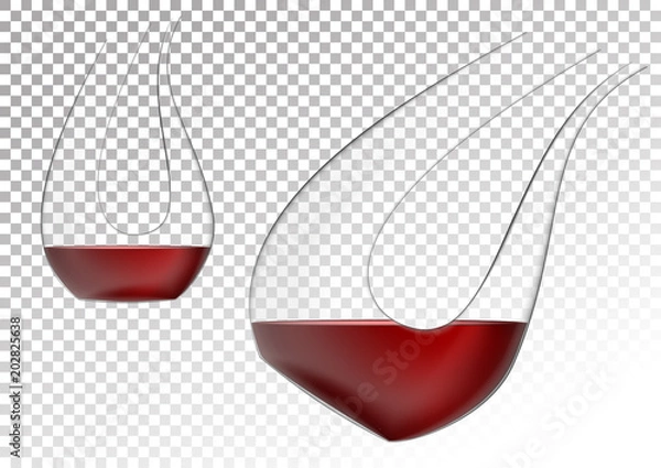 Fototapeta Vector illustration in photorealistic style. The image of a realistic glass transparent decanter for wine on a transparent background. Object to enrich the saturation of wine with oxygen. Serving wine