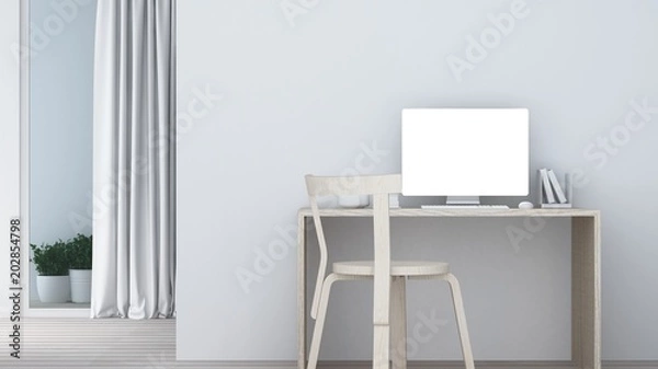 Fototapeta The interior hotel relax space 3d rendering and white background	