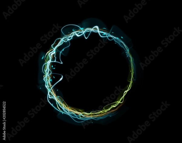Fototapeta Abstract glowing circle, luminous swirling, halo around background