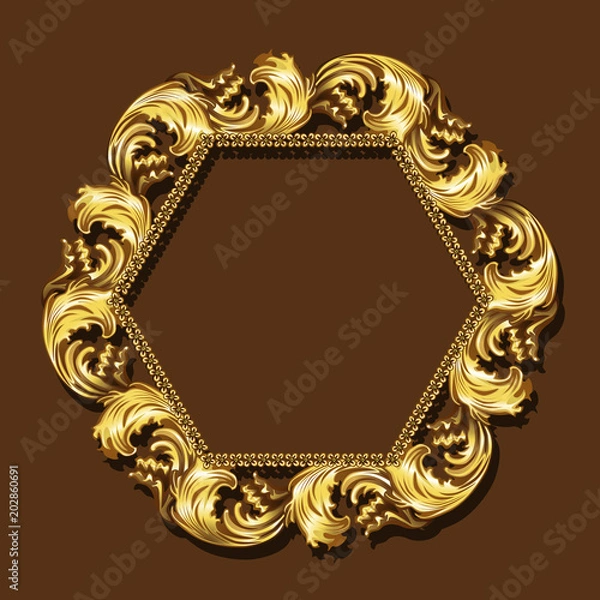 Obraz frame gold color with shadow