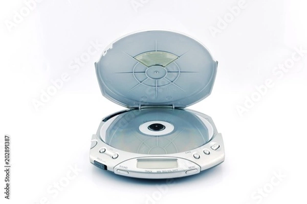 Fototapeta Old-fashioned CD player on white background