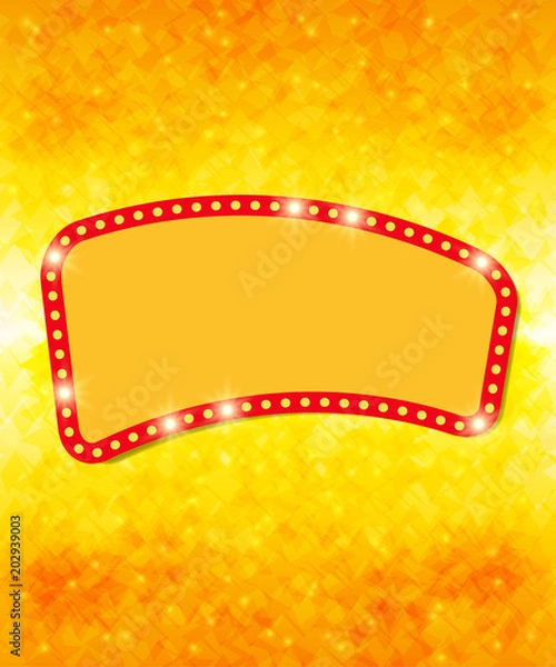 Fototapeta Abstract shining retro light banner on geometric background