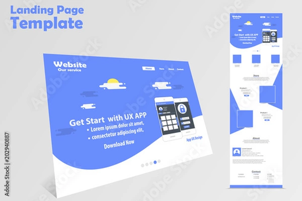 Fototapeta website landing page vector template design