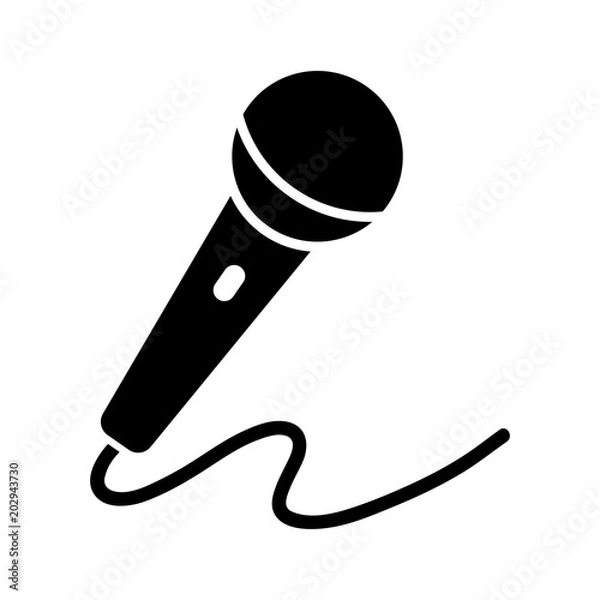Fototapeta Microphone vector icon, mic symbol. Modern, simple flat vector illustration for web site or mobile app