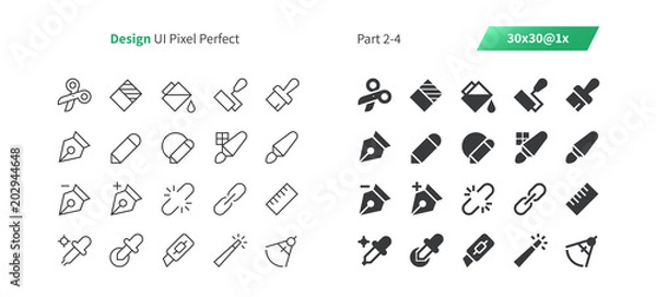 Fototapeta Graphic Design UI Pixel Perfect Well-crafted Thin Line And Solid Icons 30 1x Grid for Web Graphics and Apps. Simple Minimal Pictogram Part 2-4