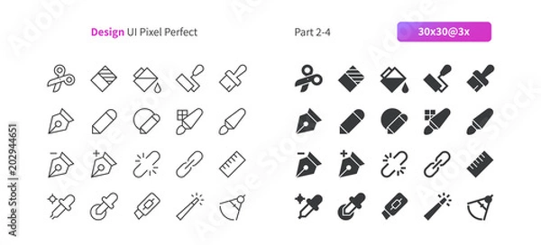Fototapeta Graphic Design UI Pixel Perfect Well-crafted Thin Line And Solid Icons 30 3x Grid for Web Graphics and Apps. Simple Minimal Pictogram Part 2-4