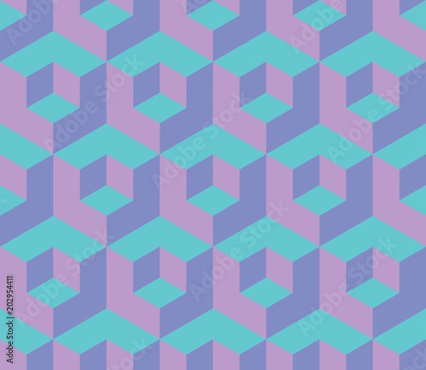 Fototapeta Abstract seamless pattern with colorful cubes. Optical effects.