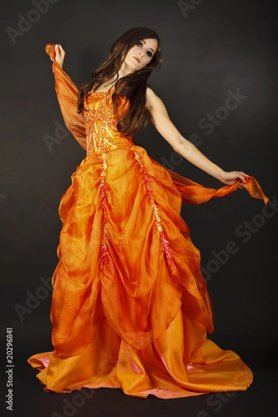 Fototapeta Oranges Ballkleid-01