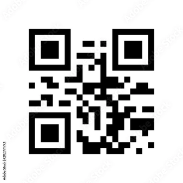 Fototapeta Vector image is an example of a QR code for reading information by a smartphone or mobile phone, tablet. QR code to scan the device.