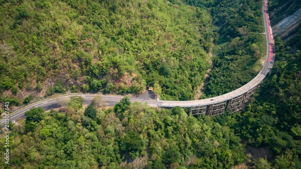 Fototapeta Pho Khun Pha Muang bridge. The high concrete bridge in Phetchabun province, Thailand. Connect northern to northeast.