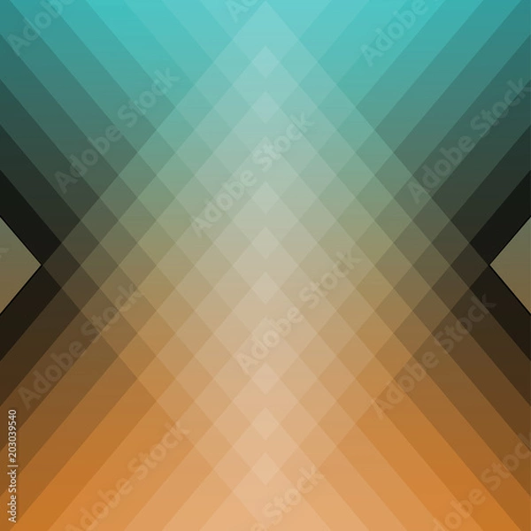 Obraz Stock Illustration - Geometric Blue and Orange Pattern, 3D Illustration, Modern Blue and Orange Background.