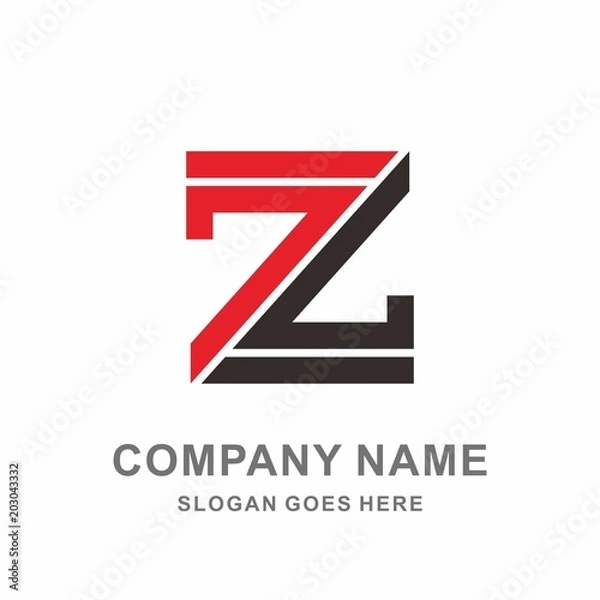 Fototapeta Monogram Letter Z Geometric Square Architecture Interior Construction Business Company Stock Vector Logo Design Template