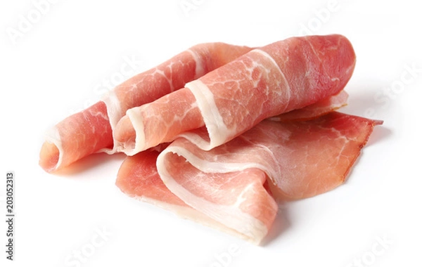 Obraz prosciutto slice on a white background