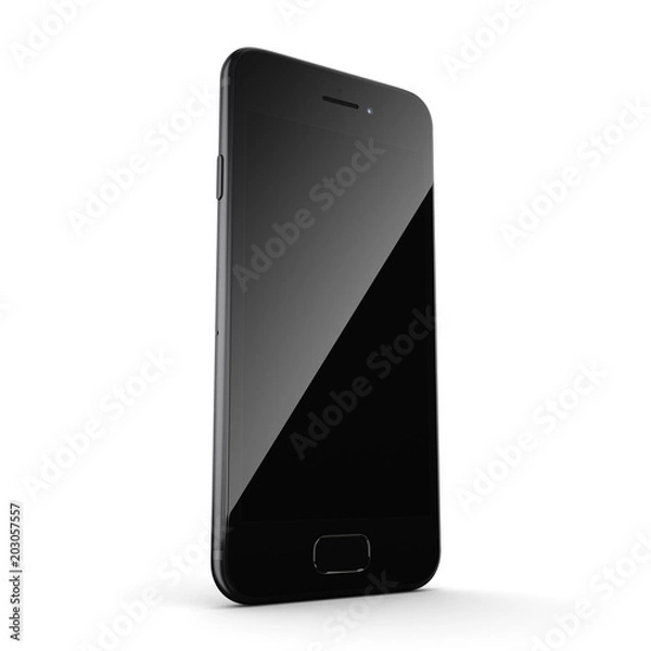 Fototapeta 3D rendering black matt smart phone with black screen