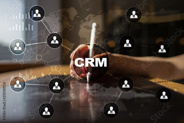 Fototapeta CRM. Customer relationship management concept. Customer service and relationship.