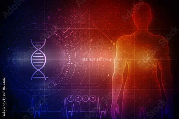 Fototapeta 2d render of dna structure, abstract background