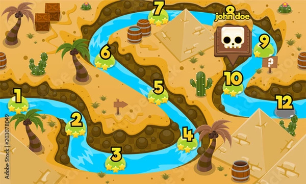 Fototapeta Ancient Egypt Game Level Map