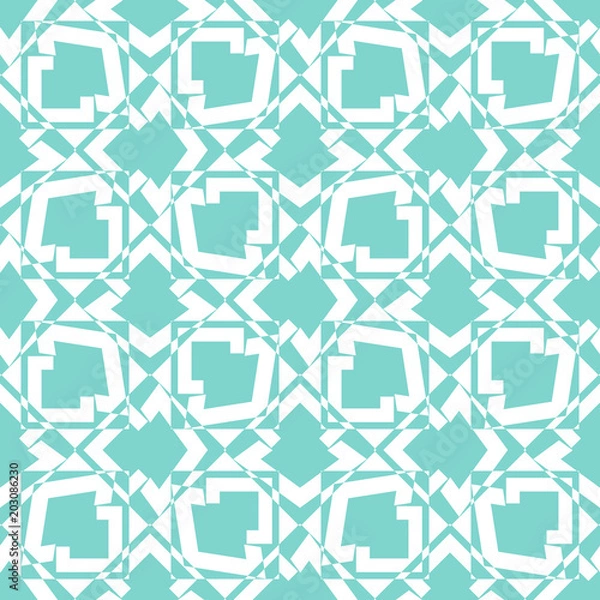 Fototapeta Teal vector seamless pattern. Geometric ornament