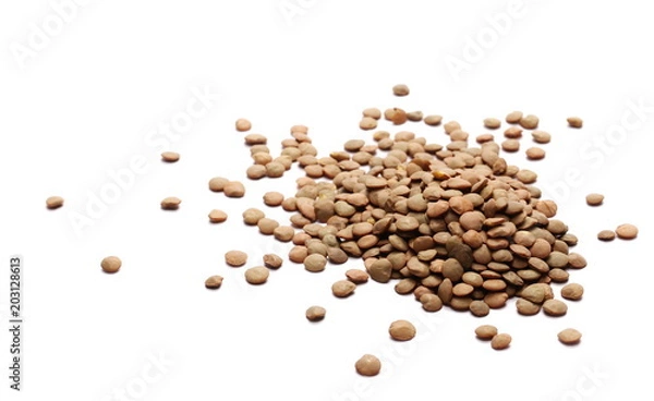 Fototapeta pile lentils isolated on white background