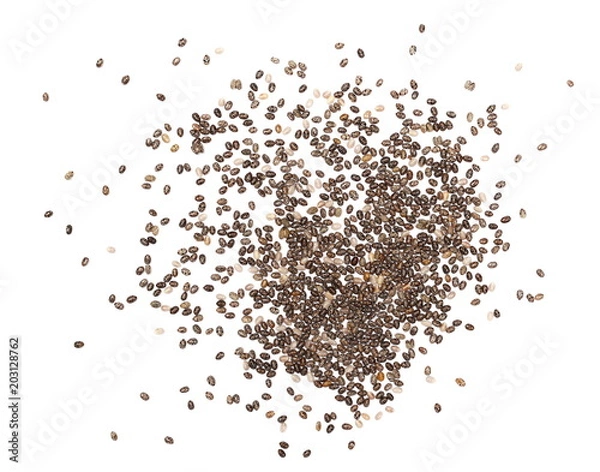 Fototapeta Chia seeds isolated on white background, top view