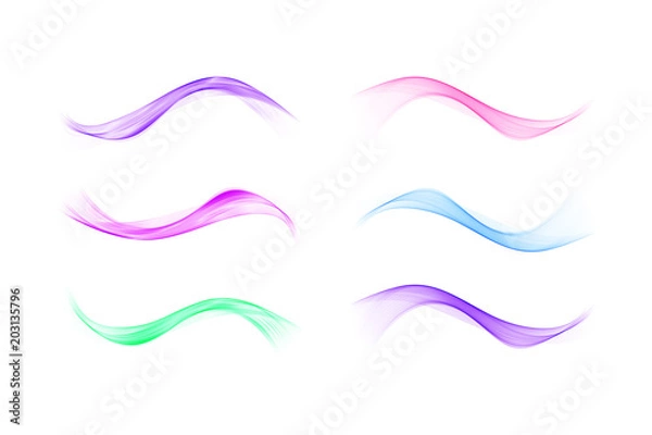 Fototapeta Set of abstract color waves. Vector illustration