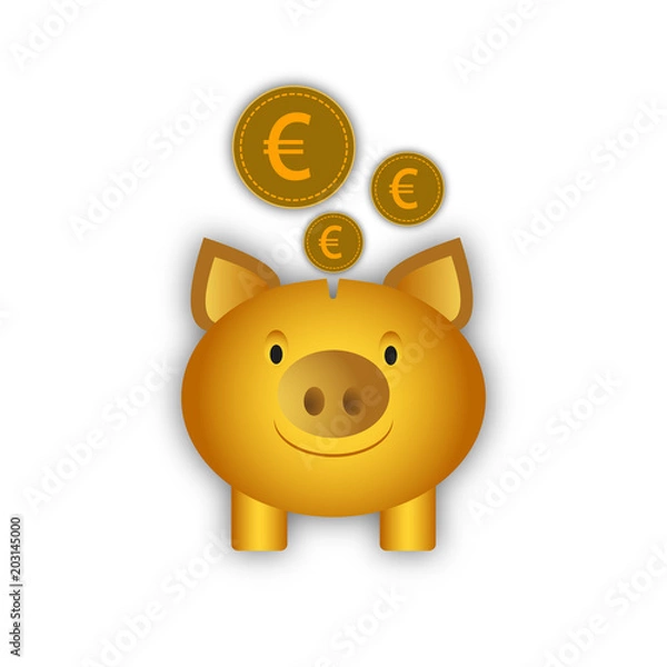 Obraz piggy Bank with Euro coins