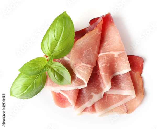 Obraz prosciutto slice on a white background