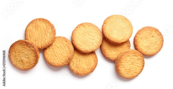 Obraz butter cookies on white background