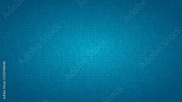 Fototapeta Abstract background of zeros ad ones in light blue colors.