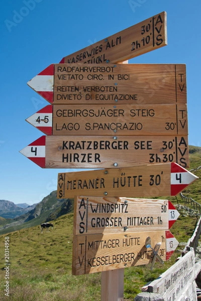 Obraz Wanderwegweiser in Südtirol