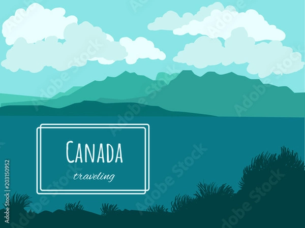 Fototapeta Vector  flat canadian landscape - parallax effect