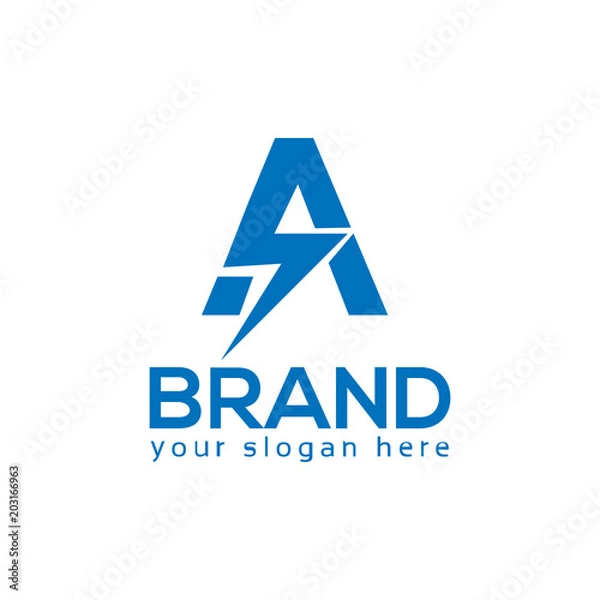 Fototapeta Letter A and S with electricity on white background. Logo Design Template. Flat design